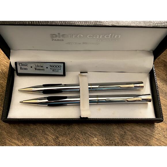 Vintage‎ Pierre Cardin Pen/Pencil Set Classic Retro Chrome Gold - Picture 5 of 8